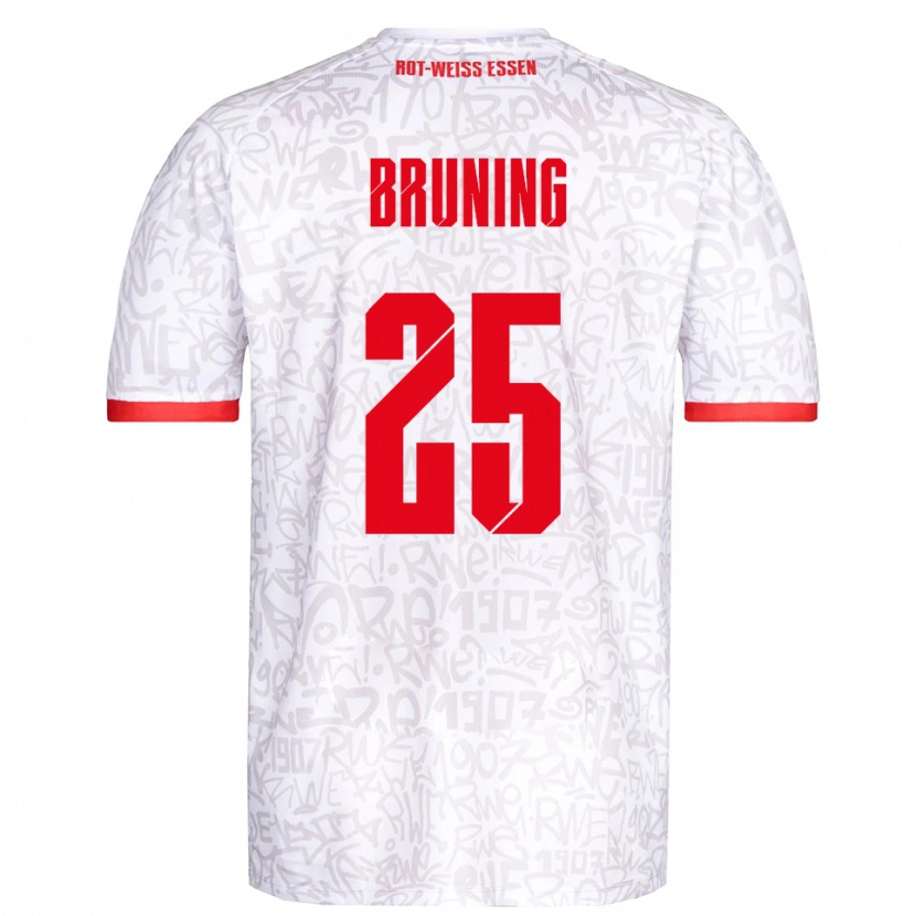 Danxen Niño Camiseta Malte Brüning #25 Blanco Rojo 1ª Equipación 2025/26 La Camisa