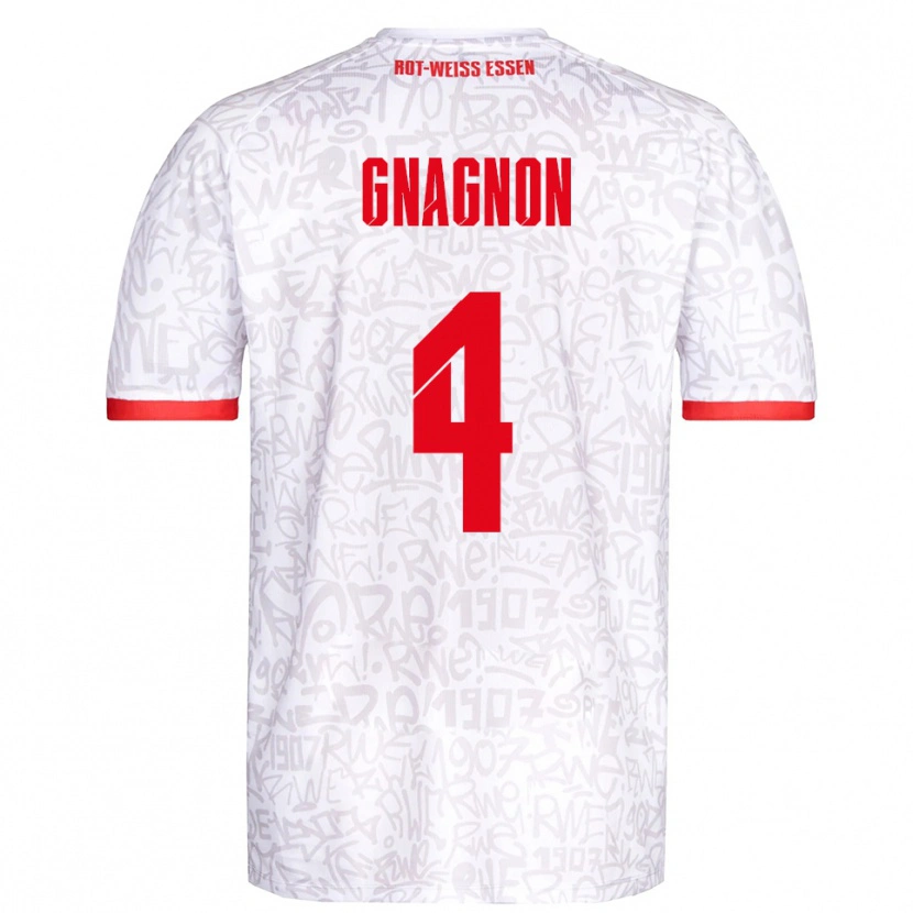 Danxen Niño Camiseta James Gnagnon #4 Blanco Rojo 1ª Equipación 2025/26 La Camisa