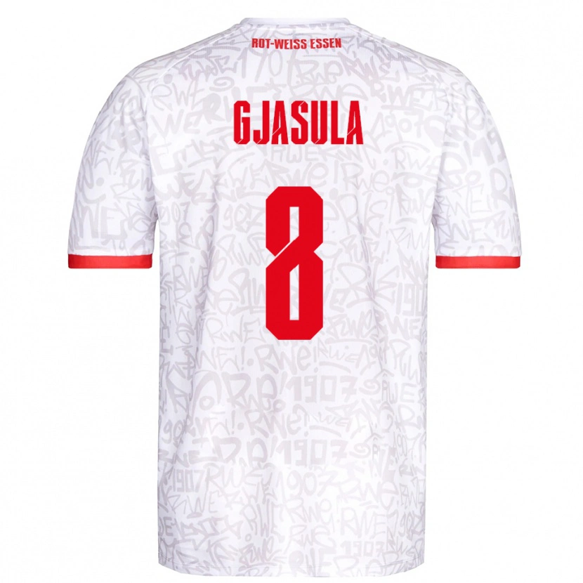 Danxen Niño Camiseta Klaus Gjasula #8 Blanco Rojo 1ª Equipación 2025/26 La Camisa