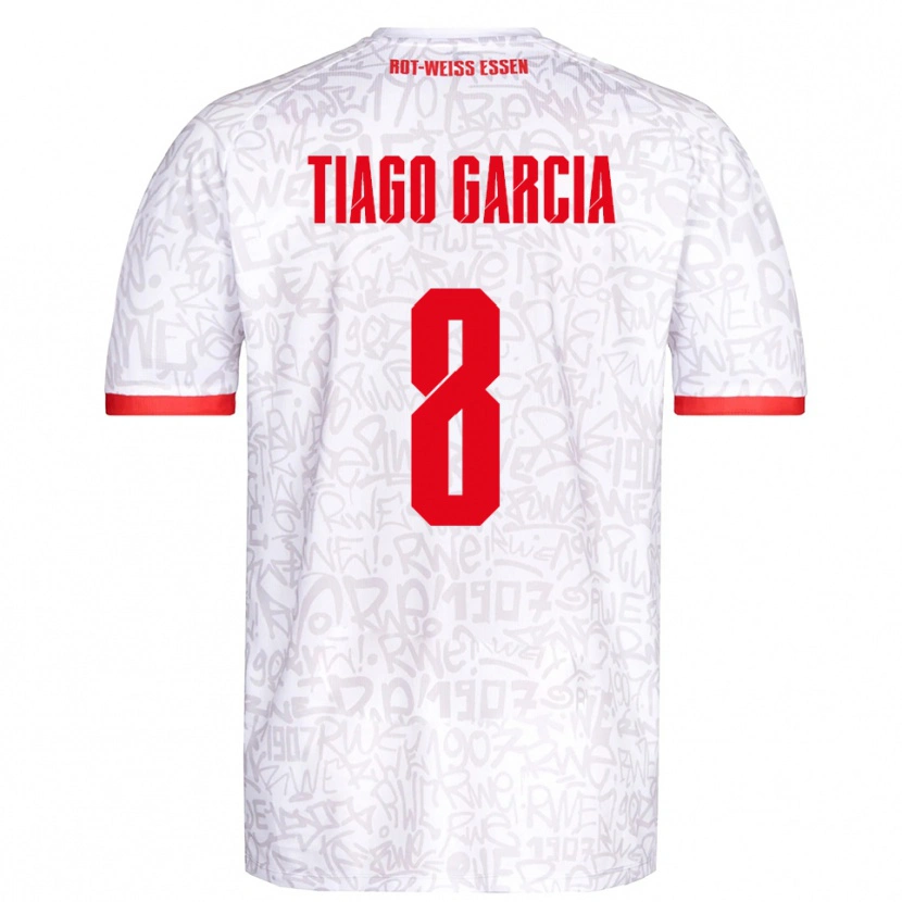 Danxen Niño Camiseta Tiago Garcia Rodriguez #8 Blanco Rojo 1ª Equipación 2025/26 La Camisa