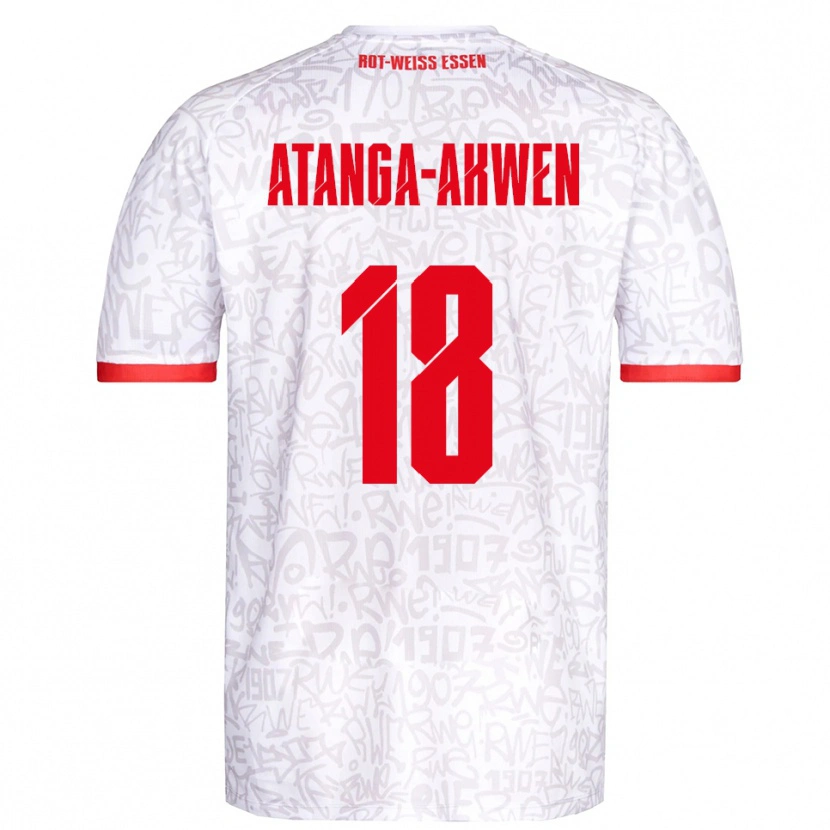 Danxen Niño Camiseta Randy-Tamufor Atanga-Akwen #18 Blanco Rojo 1ª Equipación 2025/26 La Camisa