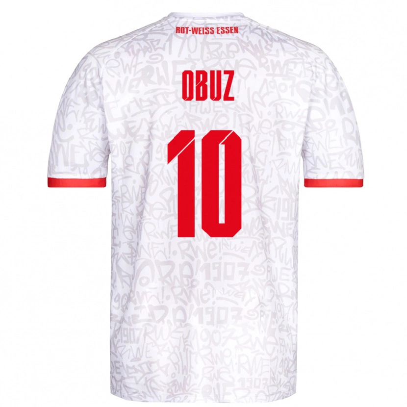 Danxen Niño Camiseta Marvin Obuz #10 Blanco Rojo 1ª Equipación 2025/26 La Camisa