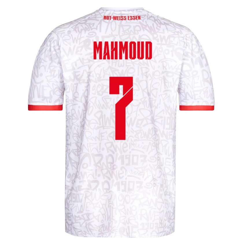 Danxen Niño Camiseta Bakir Mahmoud #7 Blanco Rojo 1ª Equipación 2025/26 La Camisa