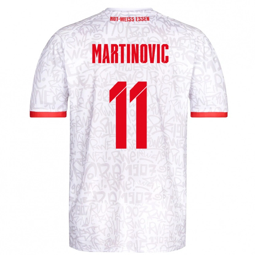 Danxen Niño Camiseta Dominik Martinovic #11 Blanco Rojo 1ª Equipación 2025/26 La Camisa