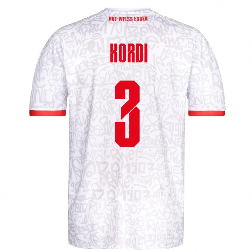 Danxen Niño Camiseta Artin Kordi #3 Blanco Rojo 1ª Equipación 2025/26 La Camisa
