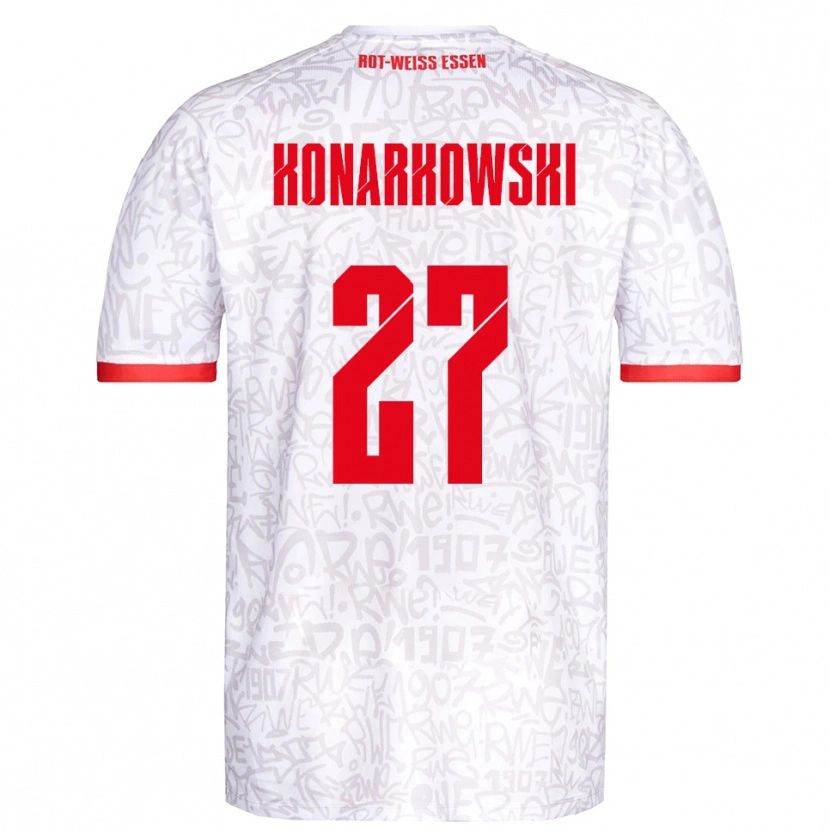 Danxen Niño Camiseta Mirco Konarkowski #27 Blanco Rojo 1ª Equipación 2025/26 La Camisa