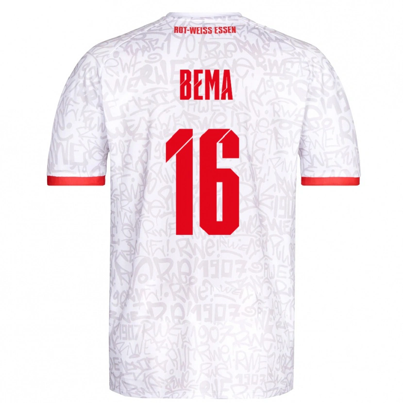 Danxen Niño Camiseta Joel Bema #16 Blanco Rojo 1ª Equipación 2025/26 La Camisa