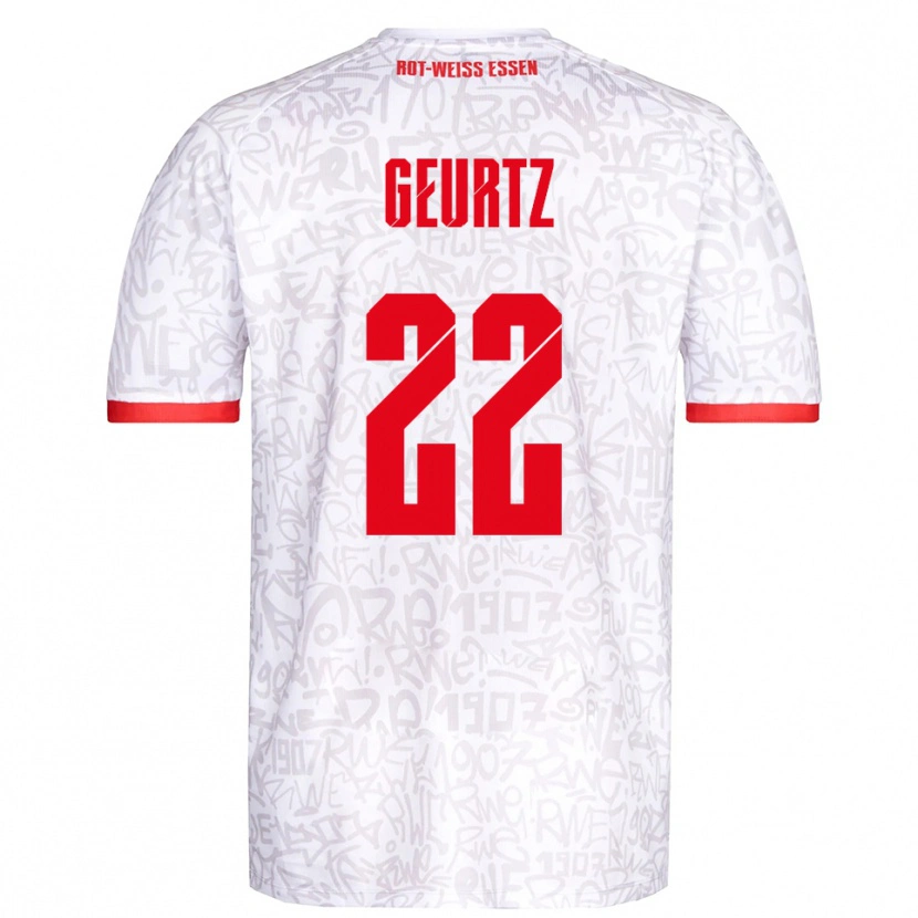 Danxen Niño Camiseta Jan-Luca Geurtz #22 Blanco Rojo 1ª Equipación 2025/26 La Camisa
