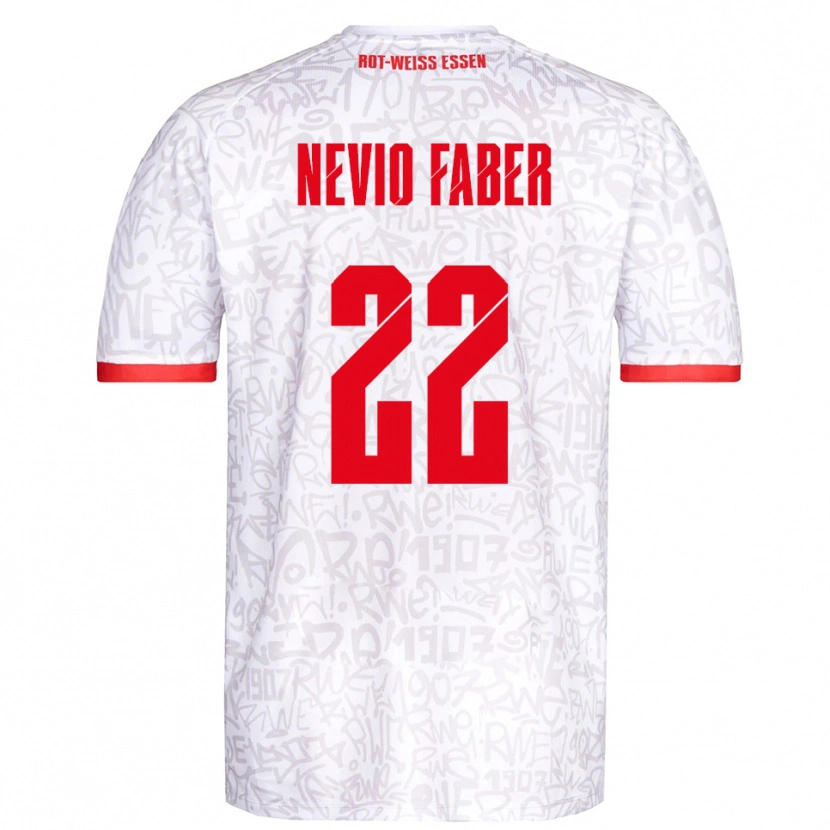Danxen Niño Camiseta Arne Nevio Faber #22 Blanco Rojo 1ª Equipación 2025/26 La Camisa
