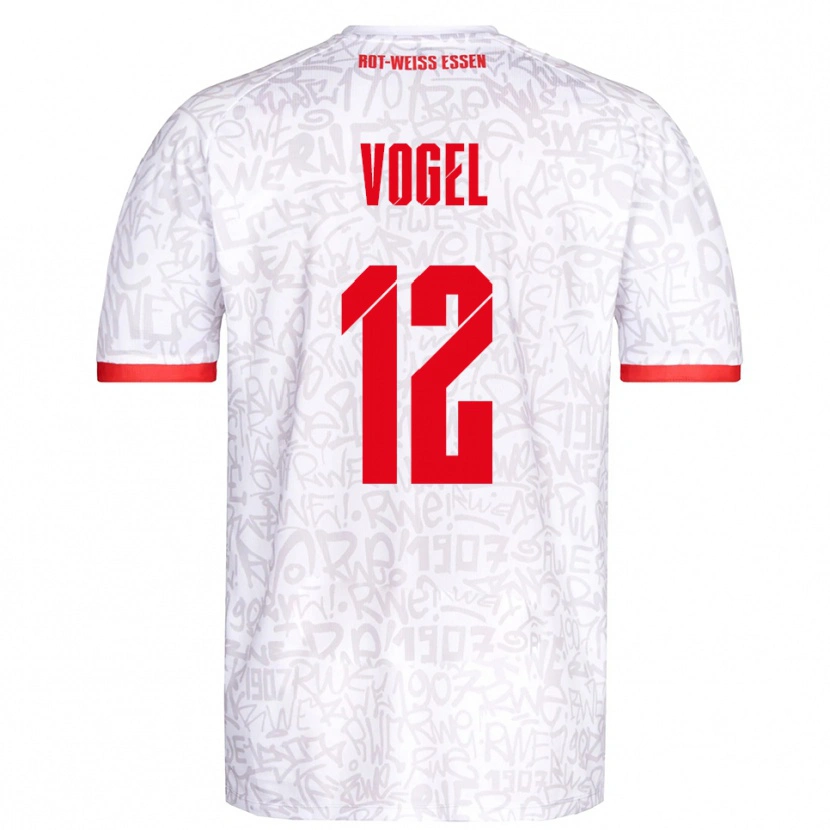Danxen Niño Camiseta Colin Vogel #12 Blanco Rojo 1ª Equipación 2025/26 La Camisa