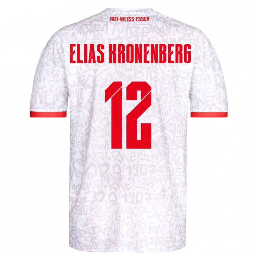 Danxen Niño Camiseta Sebastian Elias Kronenberg #12 Blanco Rojo 1ª Equipación 2025/26 La Camisa