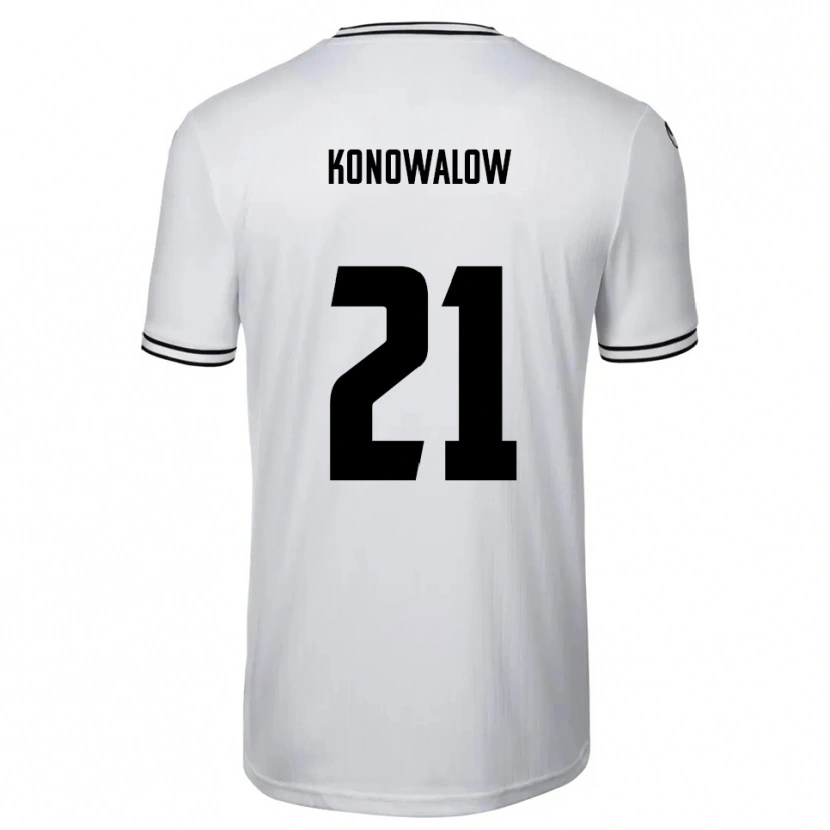 Danxen Niño Camiseta Stefan Konowalow #21 Blanco Negro 1ª Equipación 2025/26 La Camisa