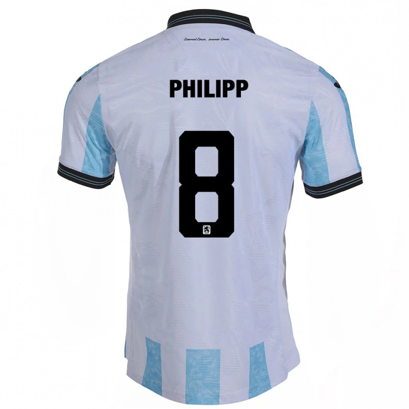 Danxen Niño Camiseta David Philipp #8 Blanco Azul Cielo 1ª Equipación 2025/26 La Camisa