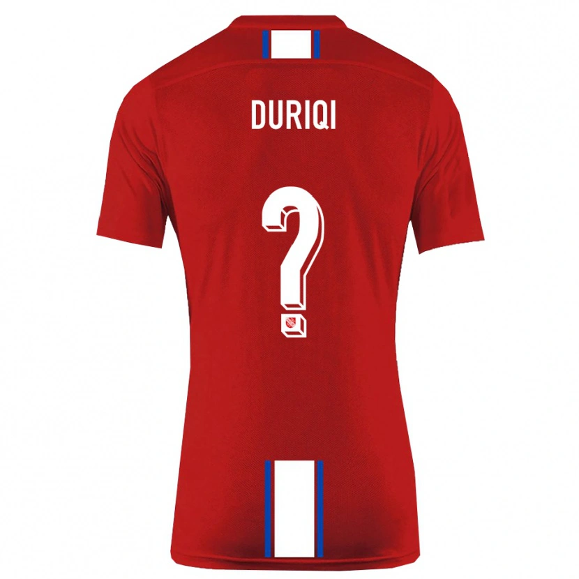 Danxen Niño Camiseta Ledion Duriqi #0 Rojo Blanco 1ª Equipación 2025/26 La Camisa