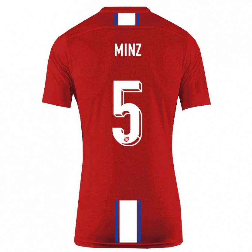 Danxen Niño Camiseta Dominic Minz #5 Rojo Blanco 1ª Equipación 2025/26 La Camisa
