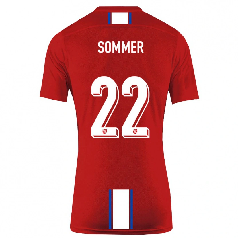 Danxen Niño Camiseta Leon Sommer #22 Rojo Blanco 1ª Equipación 2025/26 La Camisa