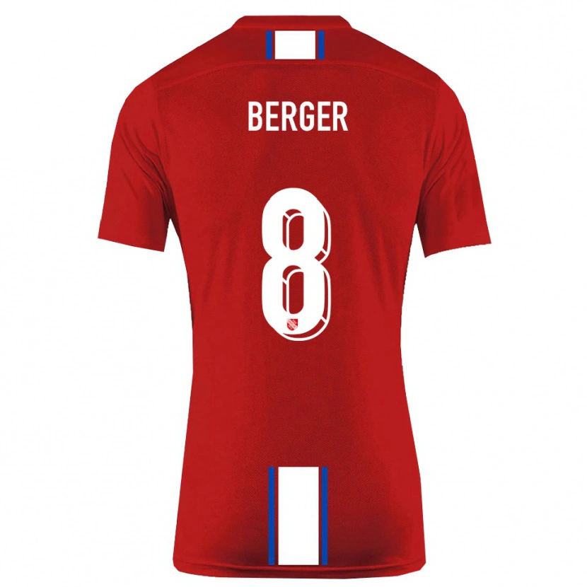 Danxen Niño Camiseta Johann Berger #8 Rojo Blanco 1ª Equipación 2025/26 La Camisa