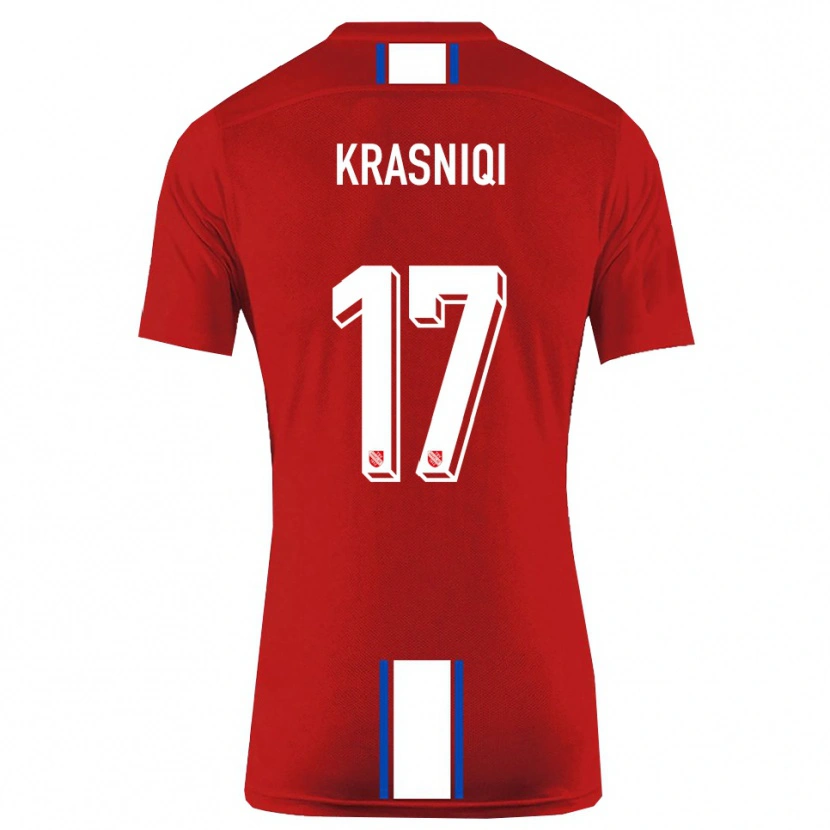 Danxen Niño Camiseta Ermal Krasniqi #17 Rojo Blanco 1ª Equipación 2025/26 La Camisa