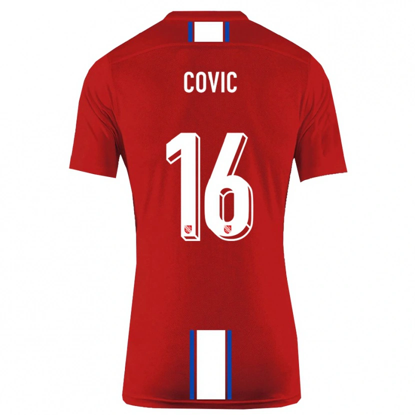Danxen Niño Camiseta Rayen Covic #16 Rojo Blanco 1ª Equipación 2025/26 La Camisa