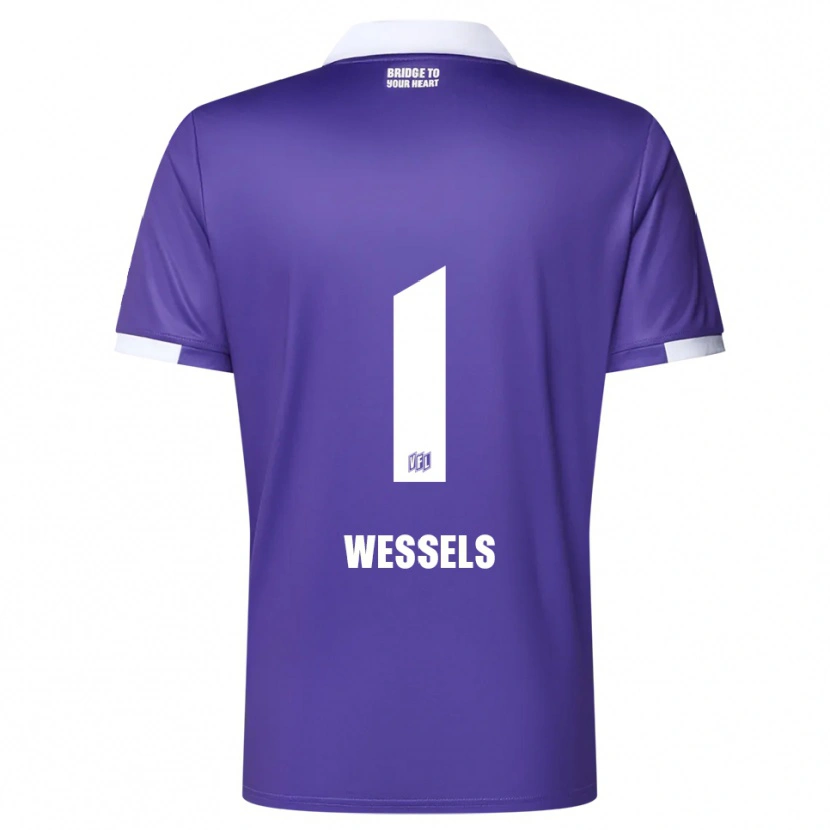 Danxen Niño Camiseta Felix Wessels #1 Púrpura Blanco 1ª Equipación 2025/26 La Camisa