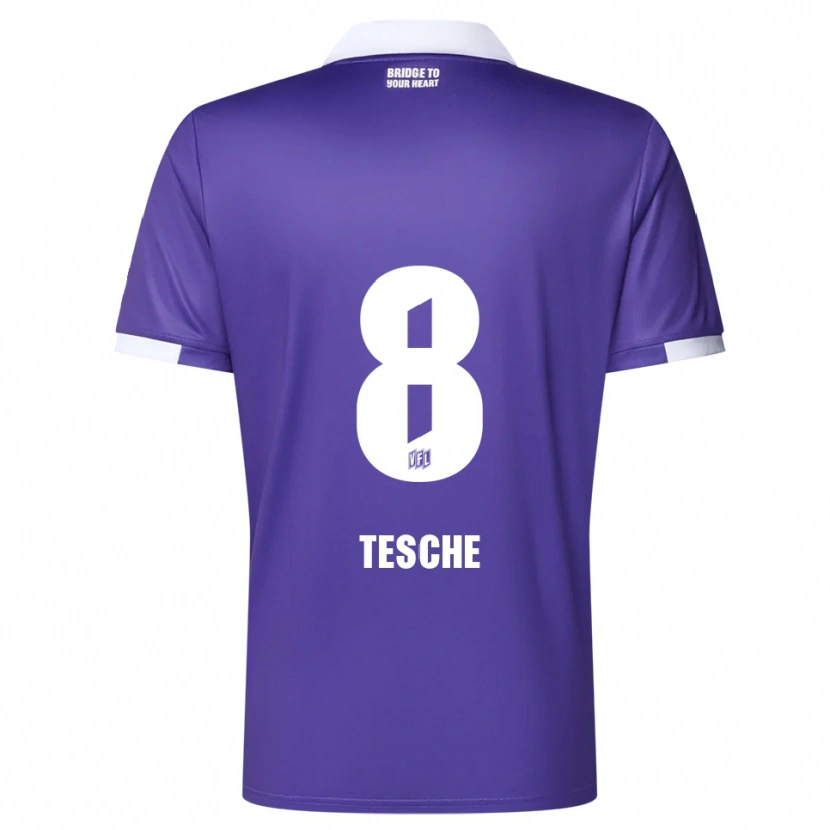 Danxen Niño Camiseta Robert Tesche #8 Púrpura Blanco 1ª Equipación 2025/26 La Camisa