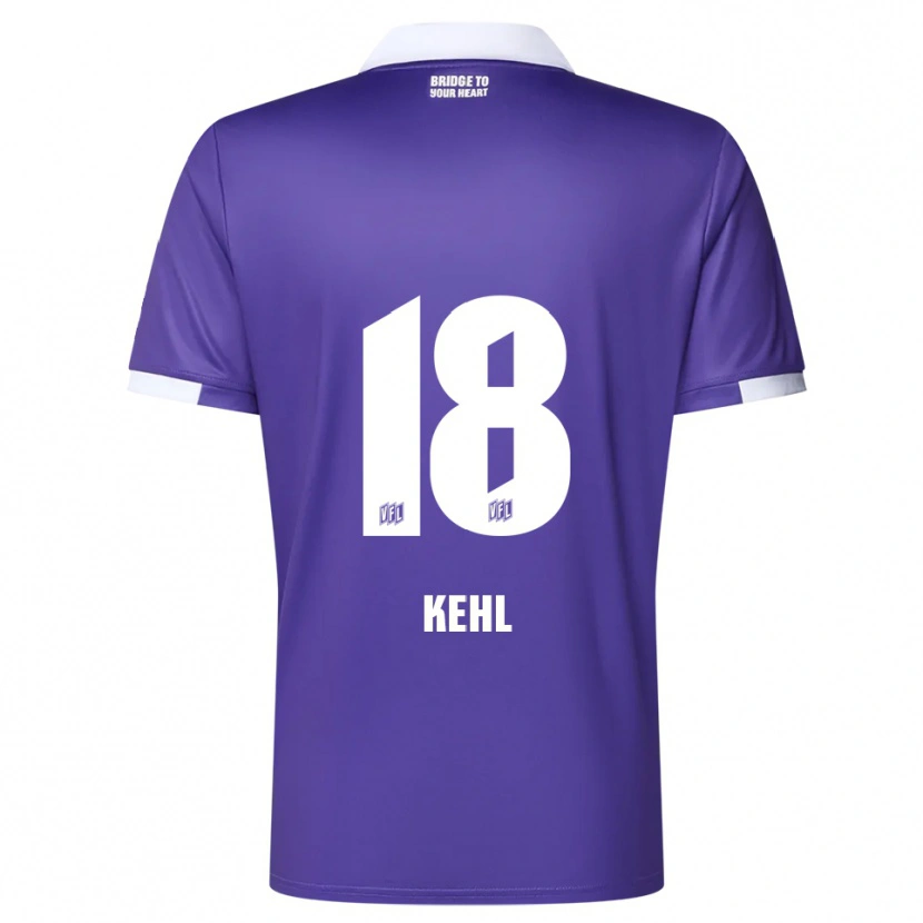 Danxen Niño Camiseta Lars Kehl #18 Púrpura Blanco 1ª Equipación 2025/26 La Camisa