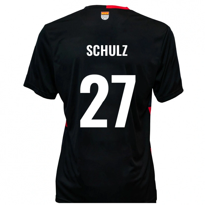 Danxen Niño Camiseta Arne Schulz #27 Negro Rojo 1ª Equipación 2025/26 La Camisa
