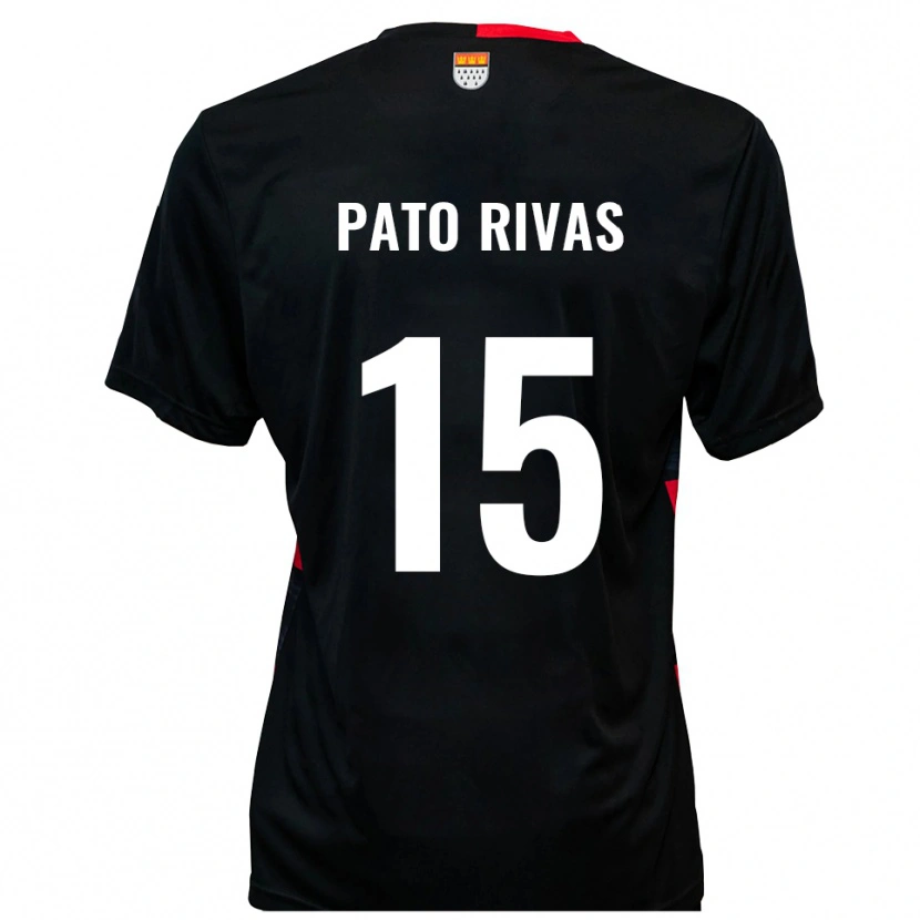 Danxen Niño Camiseta Enrique Pato Rivas #15 Negro Rojo 1ª Equipación 2025/26 La Camisa