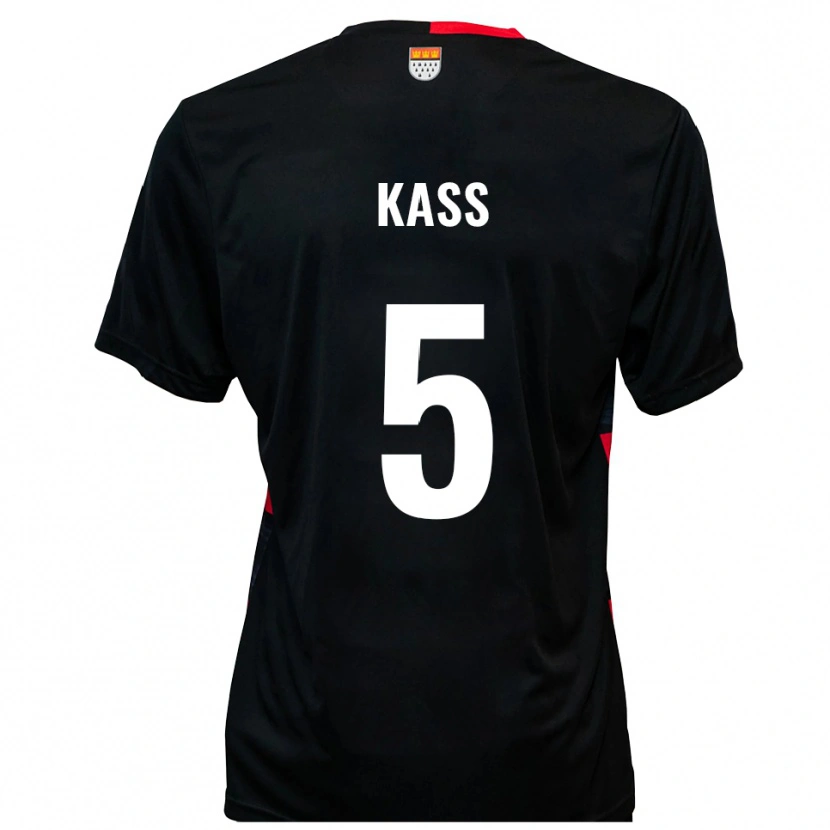 Danxen Niño Camiseta Martin Kass #5 Negro Rojo 1ª Equipación 2025/26 La Camisa