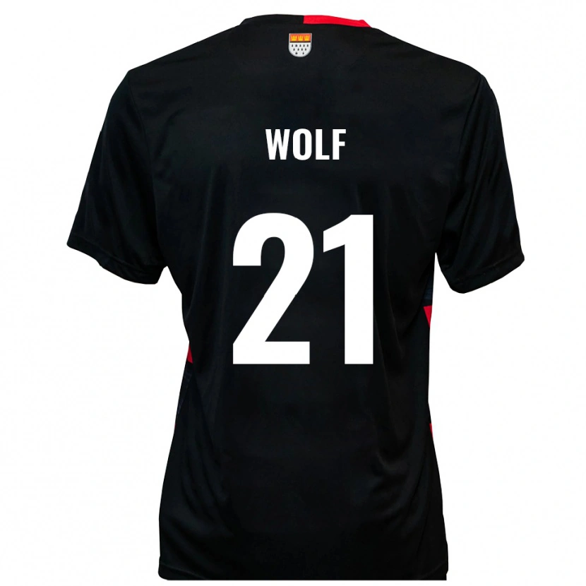 Danxen Niño Camiseta Lucas Wolf #21 Negro Rojo 1ª Equipación 2025/26 La Camisa