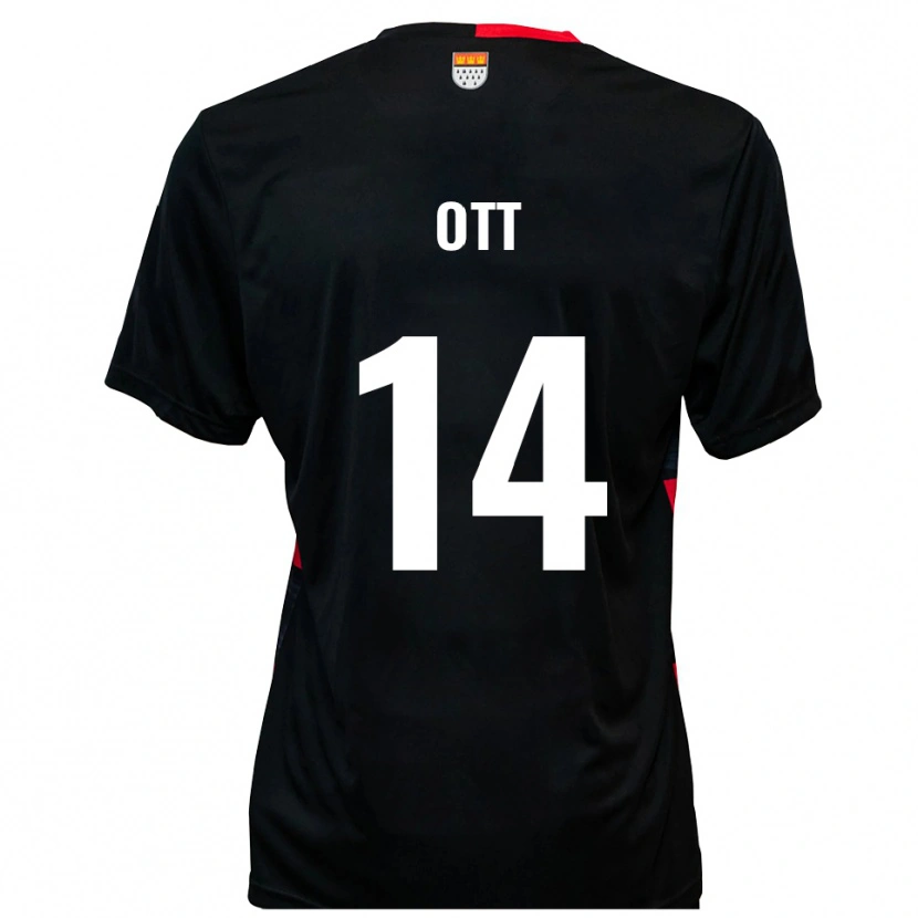 Danxen Niño Camiseta Raphael Ott #14 Negro Rojo 1ª Equipación 2025/26 La Camisa