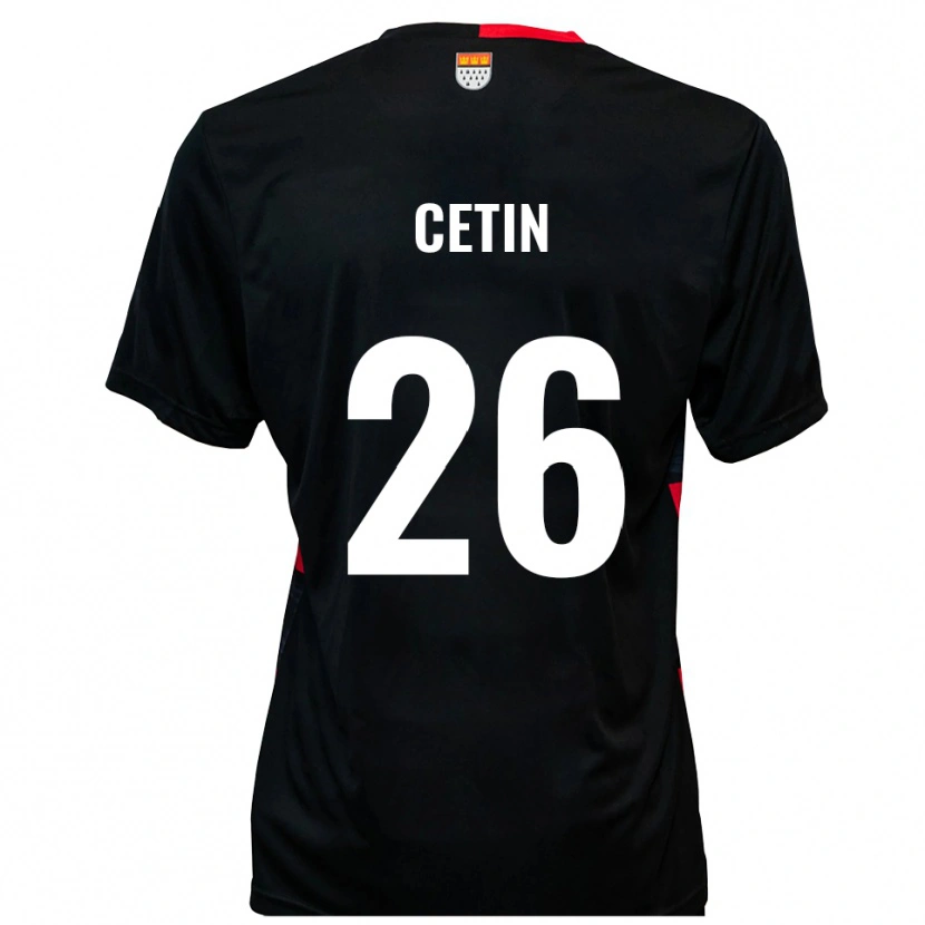 Danxen Niño Camiseta Serkan Cetin #26 Negro Rojo 1ª Equipación 2025/26 La Camisa