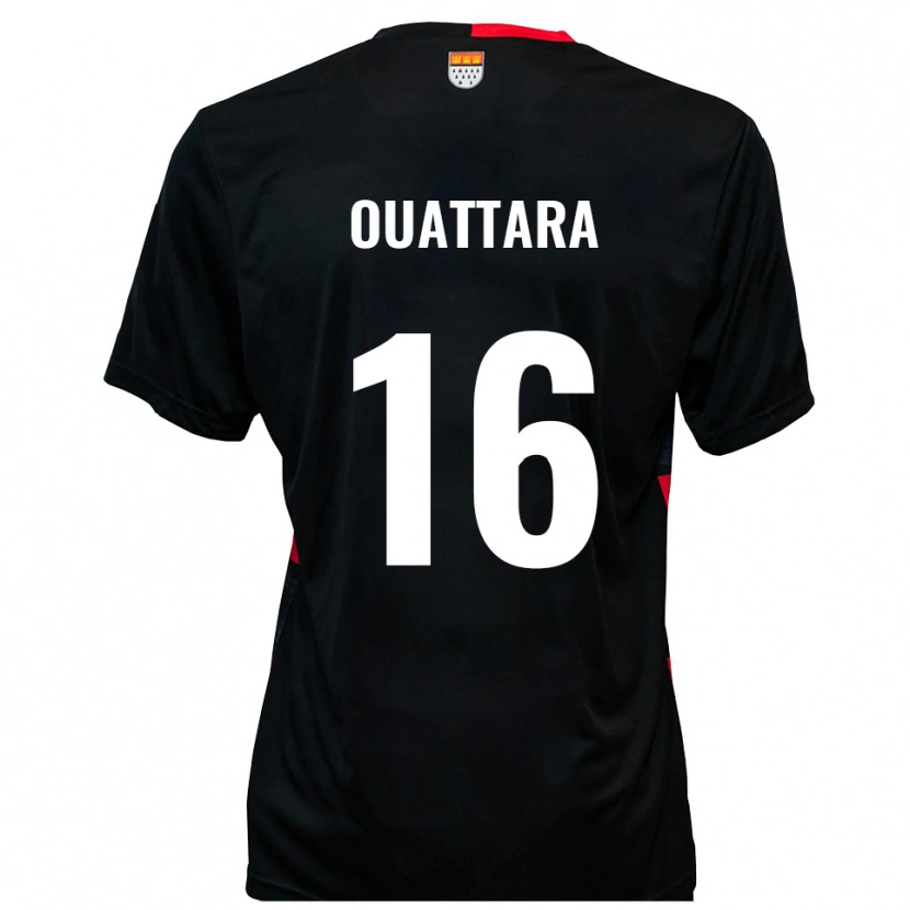 Danxen Niño Camiseta Kiyali Ouattara #16 Negro Rojo 1ª Equipación 2025/26 La Camisa