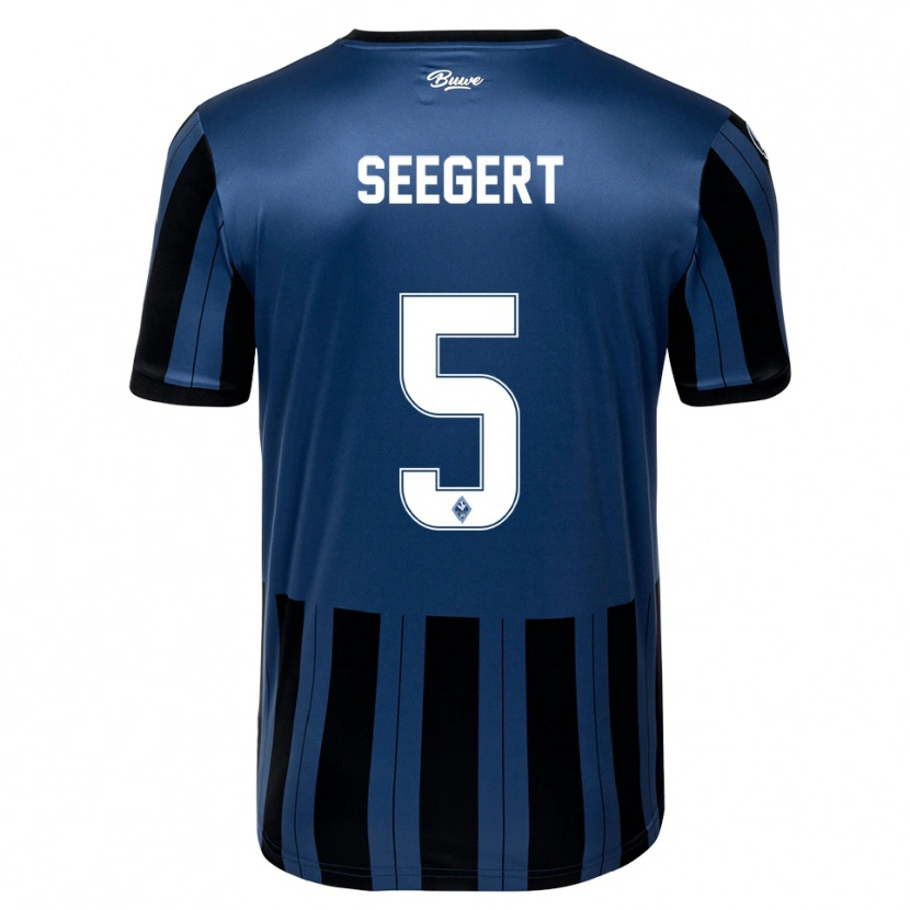 Danxen Niño Camiseta Marcel Seegert #5 Azul Gris Negro 1ª Equipación 2025/26 La Camisa