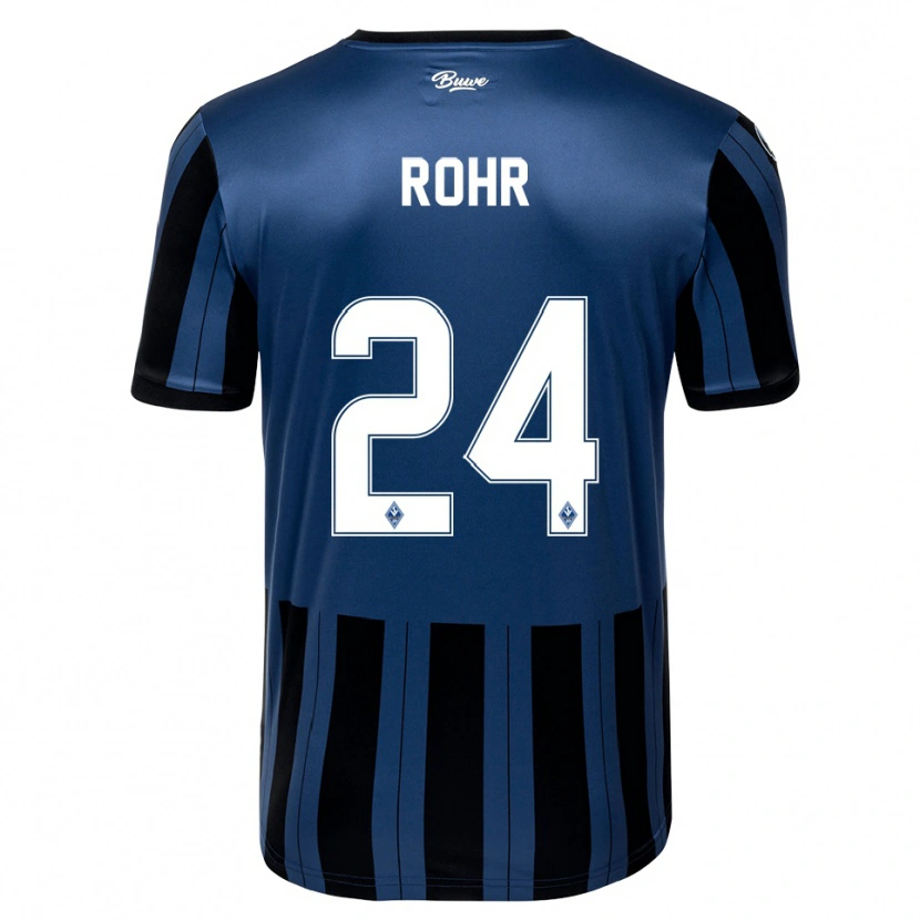 Danxen Niño Camiseta Elijah Rohr #24 Azul Gris Negro 1ª Equipación 2025/26 La Camisa