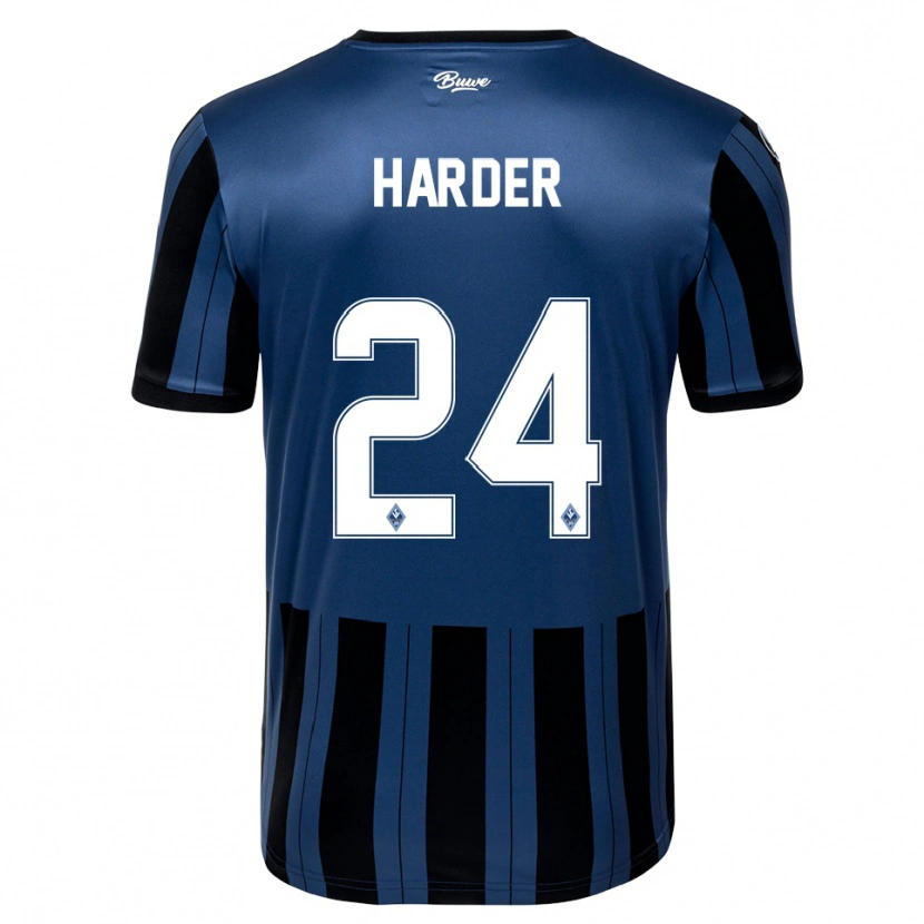 Danxen Niño Camiseta Constantin Harder #24 Azul Gris Negro 1ª Equipación 2025/26 La Camisa