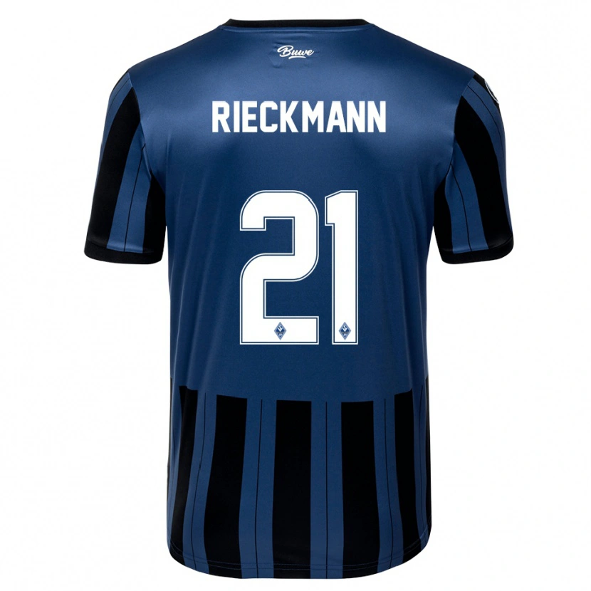 Danxen Niño Camiseta Julian Rieckmann #21 Azul Gris Negro 1ª Equipación 2025/26 La Camisa