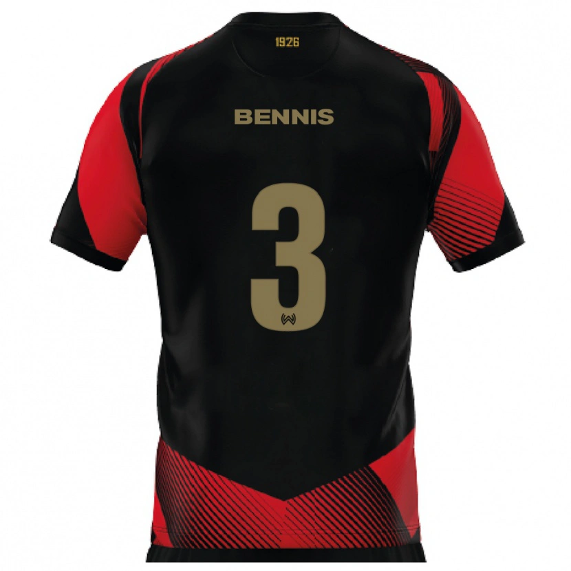 Danxen Niño Camiseta Amir Bennis #3 Negro Rojo 1ª Equipación 2025/26 La Camisa