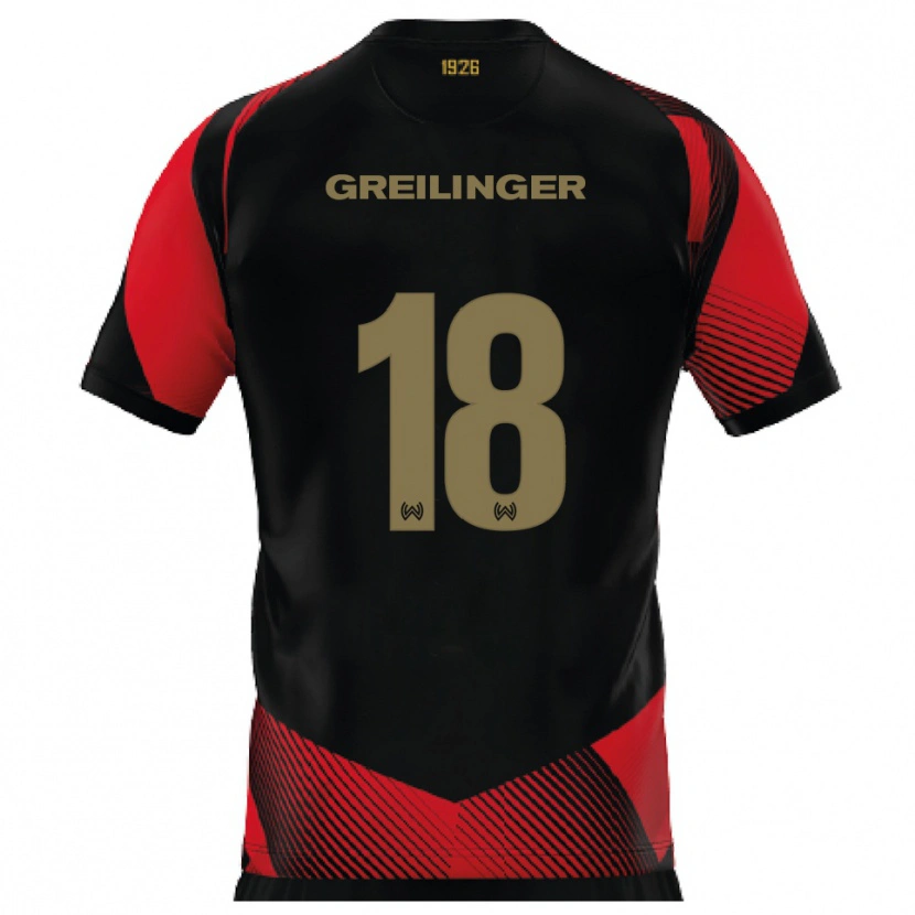 Danxen Niño Camiseta Fabian Greilinger #18 Negro Rojo 1ª Equipación 2025/26 La Camisa