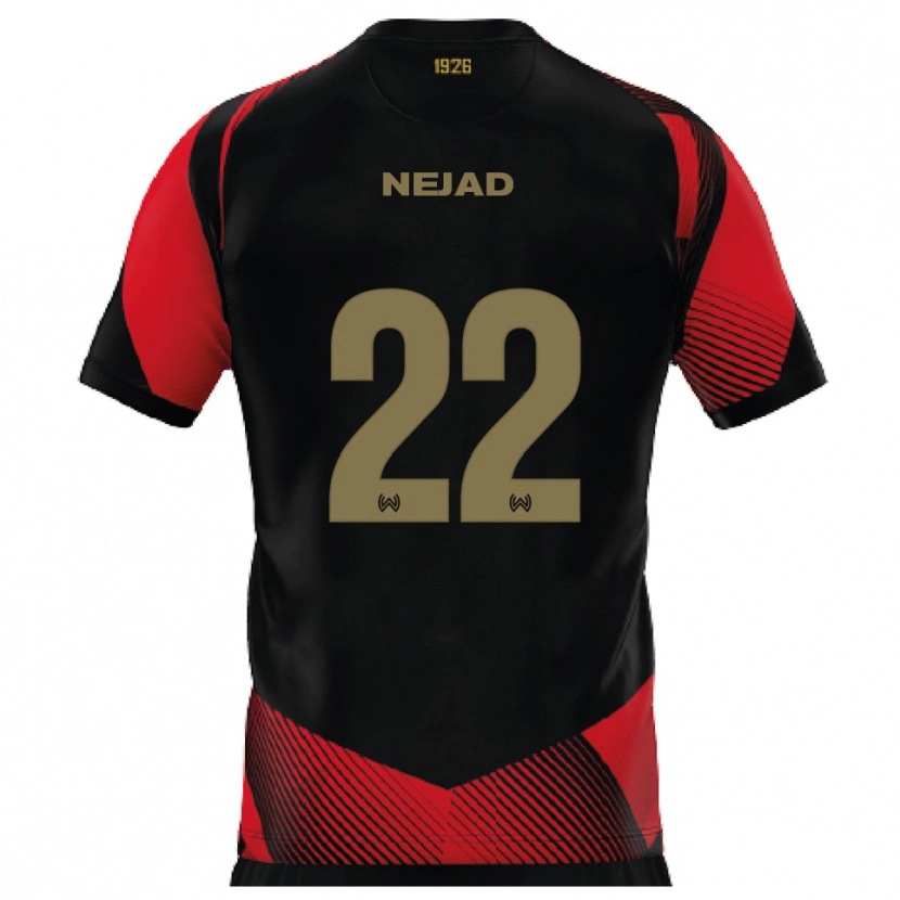 Danxen Niño Camiseta Milad Nejad #22 Negro Rojo 1ª Equipación 2025/26 La Camisa