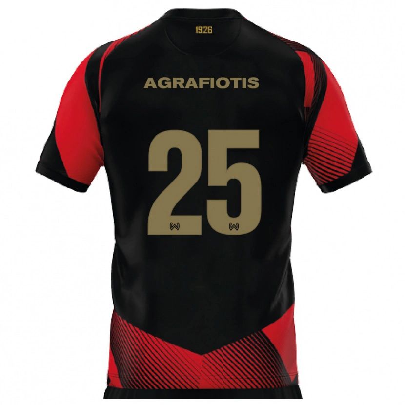 Danxen Niño Camiseta Nikolas Agrafiotis #25 Negro Rojo 1ª Equipación 2025/26 La Camisa