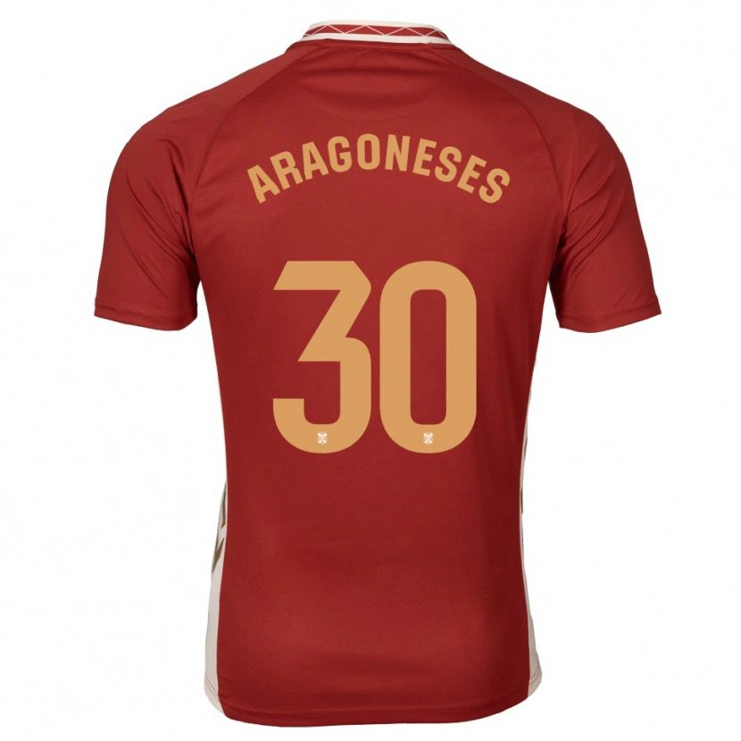 Danxen Niño Camiseta Sergio Aragoneses #30 Borgoña Dorado 2ª Equipación 2025/26 La Camisa