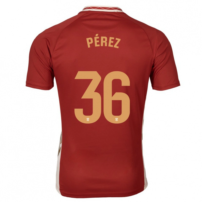 Danxen Niño Camiseta Dani Pérez #36 Borgoña Dorado 2ª Equipación 2025/26 La Camisa