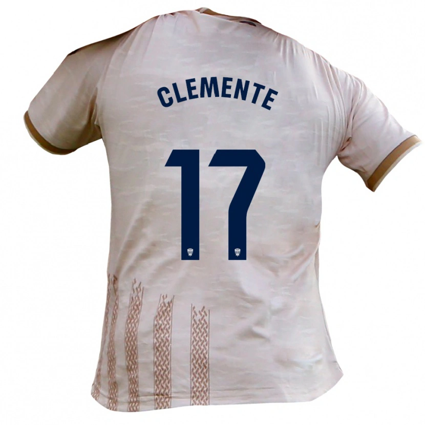 Danxen Niño Camiseta Jesús Clemente #17 Blanquecino Marrón 2ª Equipación 2025/26 La Camisa