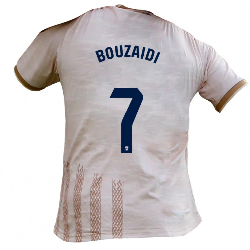 Danxen Niño Camiseta Simo Bouzaidi #7 Blanquecino Marrón 2ª Equipación 2025/26 La Camisa