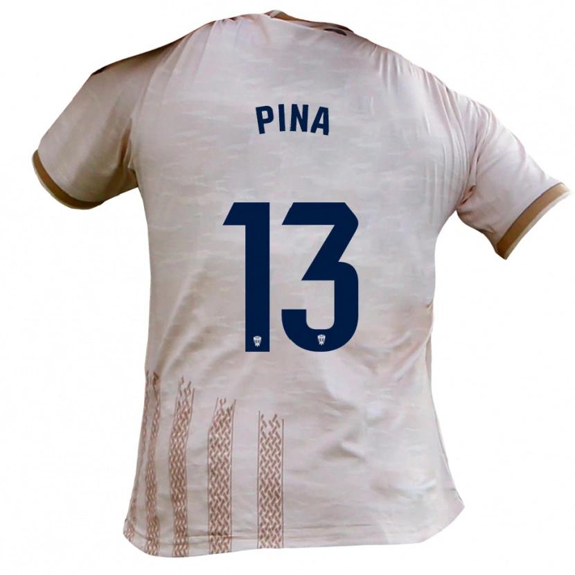 Danxen Niño Camiseta Antonio Pina #13 Blanquecino Marrón 2ª Equipación 2025/26 La Camisa