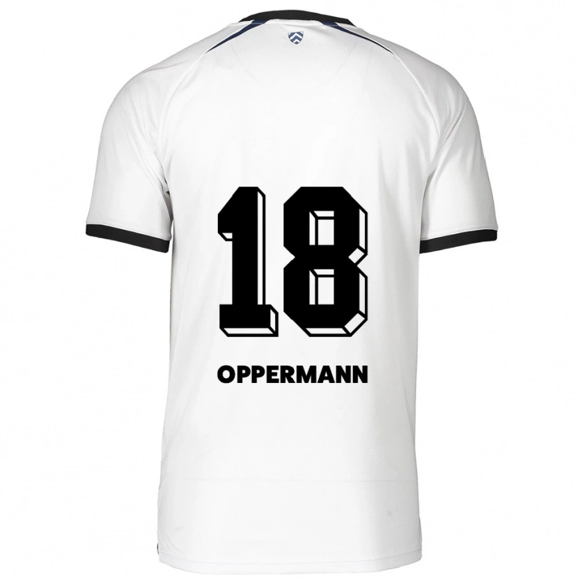 Danxen Niño Camiseta Leo Oppermann #18 Blanco Negro 2ª Equipación 2025/26 La Camisa