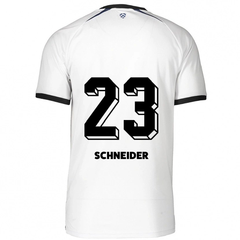 Danxen Niño Camiseta Leon Schneider #23 Blanco Negro 2ª Equipación 2025/26 La Camisa