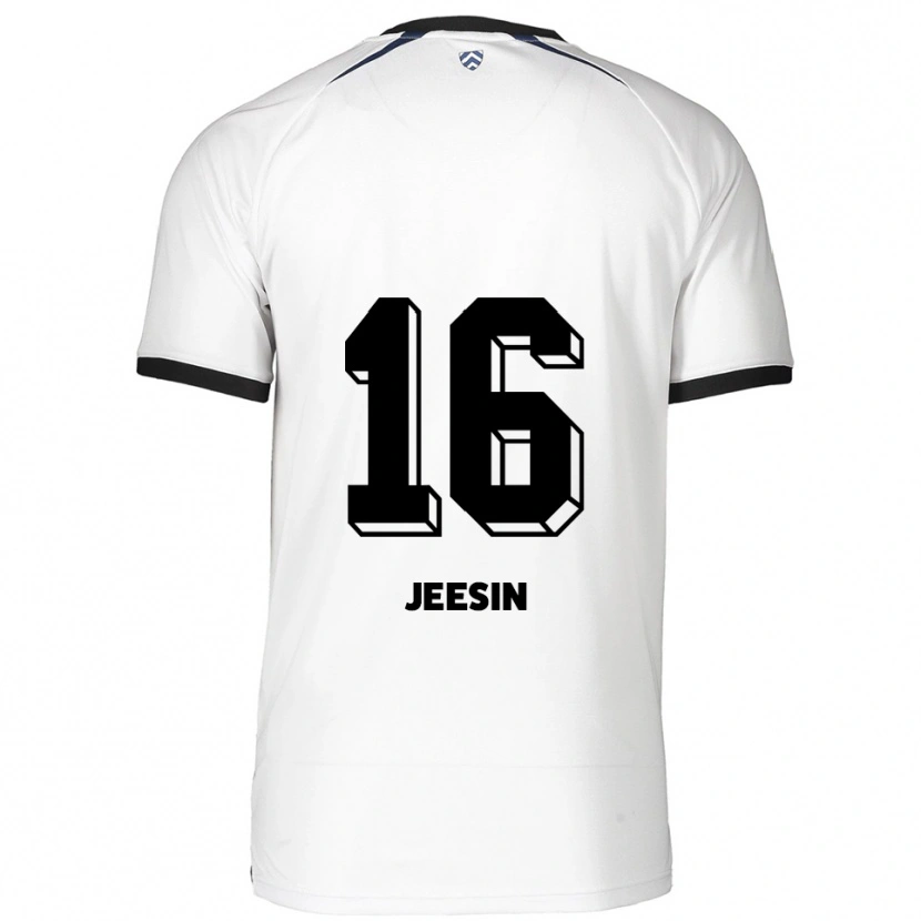 Danxen Niño Camiseta Jenath Jeesin #16 Blanco Negro 2ª Equipación 2025/26 La Camisa