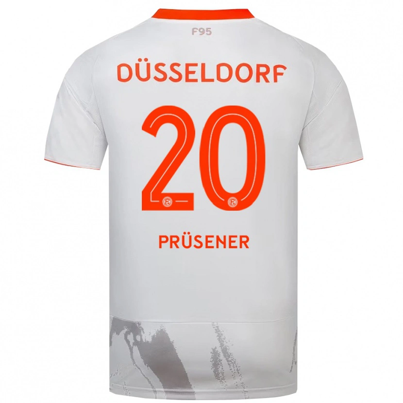 Danxen Niño Camiseta Tom Prüsener #20 Blanco Naranja 2ª Equipación 2025/26 La Camisa